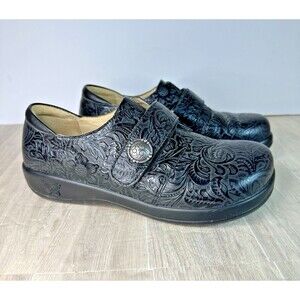 Alegria Shoes Women's size 39 US 9 Joleen Tar Tooled JOL-429 Black Leather Nurse
